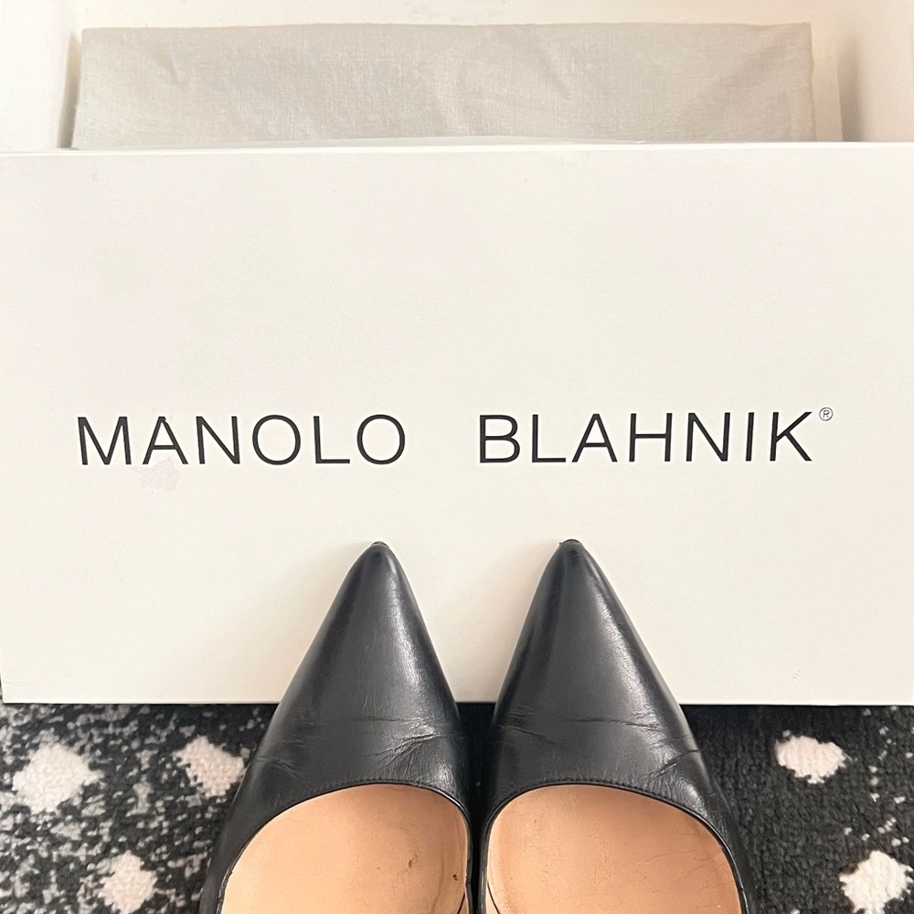 Manolo Blahnik BB 105 Black kidskin leather pump 38 1/2 8HB - Picture 4 of 14
